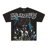 Life Hustlers Black Wolf Rebel Vintage Graphic Streetwear Tee