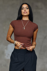 W4270 Ribbed Mock Neck Tee