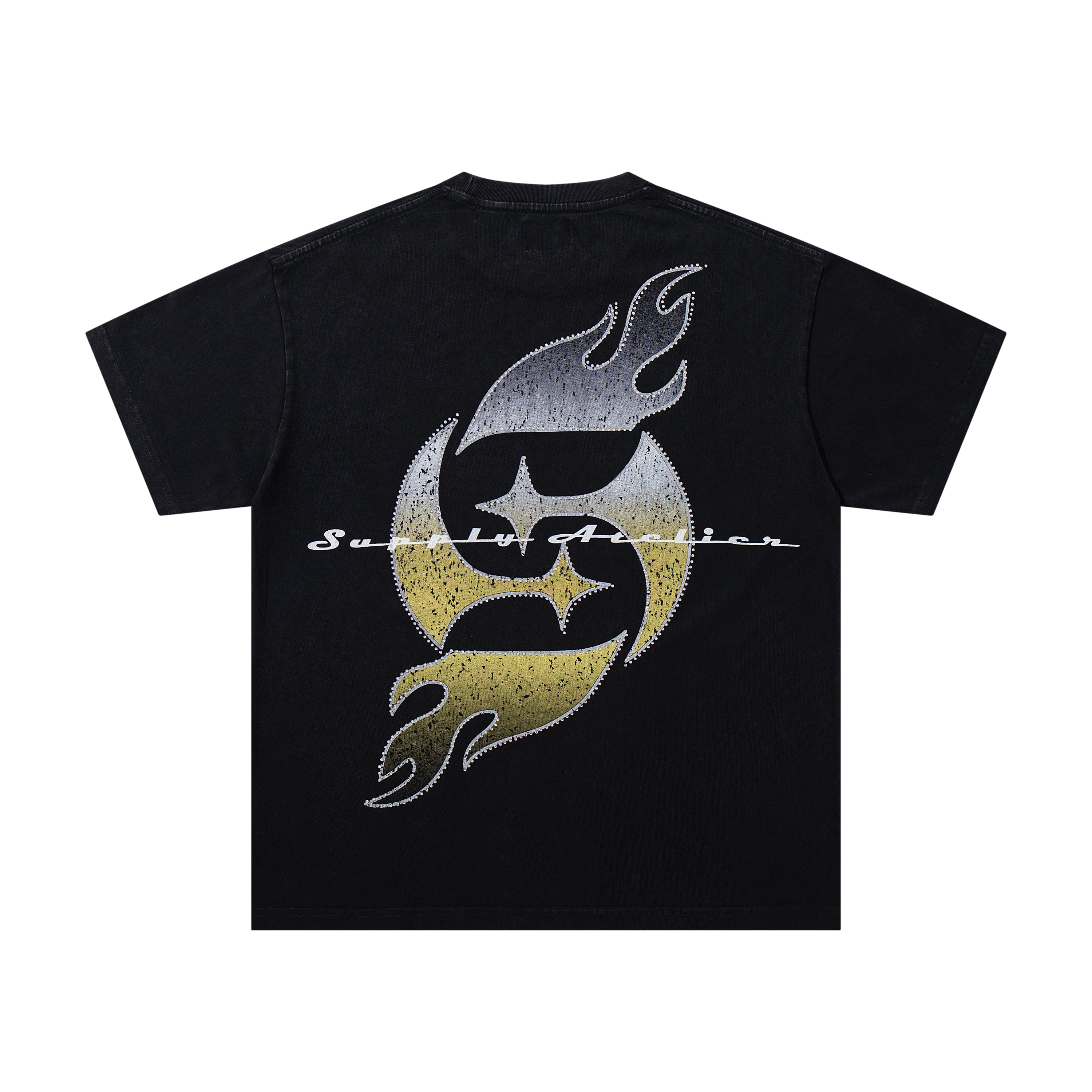 SUPPLY Angel Dragon Flame Graphic Oversized Black T-Shirt